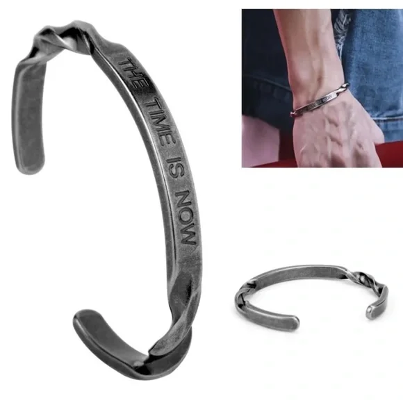 Steel hammered bracelet - Picture 4 of 6